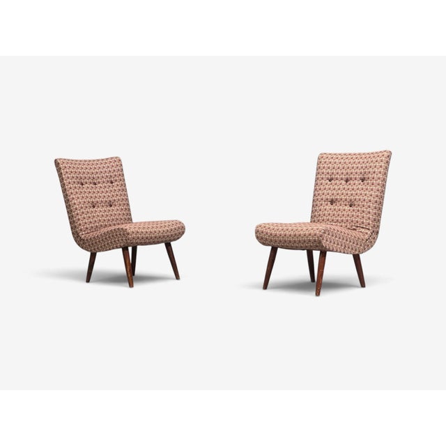 Mid-Century Modern Swedish Modern, Slipper Chairs, Birch, Fabric, Sweden, 1940s For Sale - Image 3 of 11