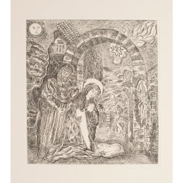 Cave of Bethlehem is an original etching on paper realized by Gian Paolo Berto, in 1976. Good conditions. Hand-signed and...