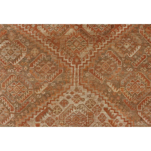 Antique Distressed Persian Shiraz Rug in Shades of Soft Orange, Lt. Brown, Gray 5'6 X 8'6 For Sale - Image 12 of 13