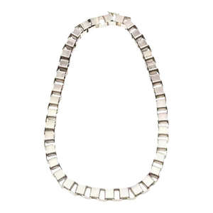 Vintage Rare Sterling Silver Interlocking Geometric Cube Necklace Italian