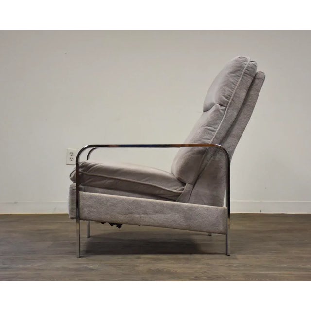 Metal Milo Baughman Grey Chrome Lounge Chair Recliner For Sale - Image 7 of 12
