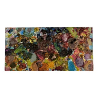 Vintage Double Sided Glass Artist's Painting Palette With Multicolored Old Oil Paint For Sale