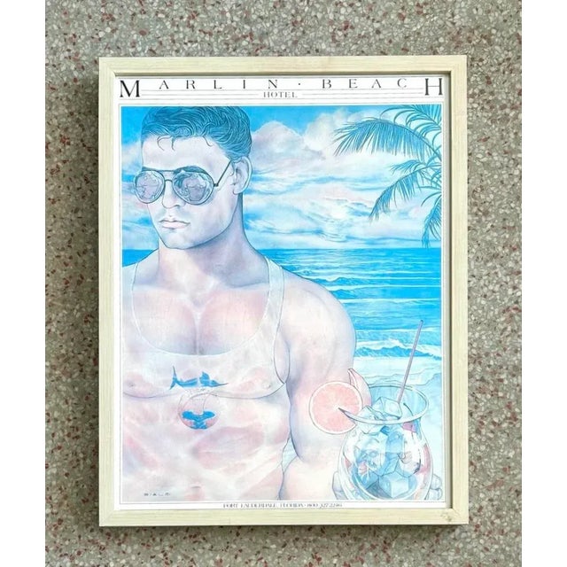 Vintage Boho Marlin Beach Hotel Poster For Sale In West Palm - Image 6 of 6
