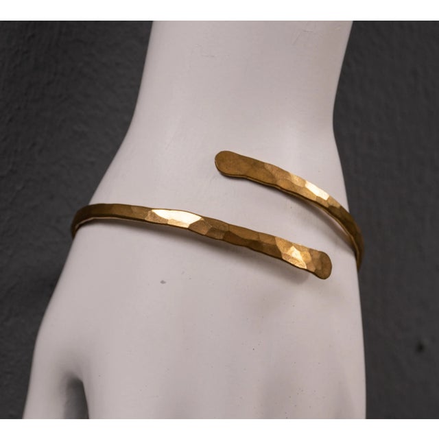 Brass Cuff Bracelet with Circles, 1980s For Sale - Image 6 of 9