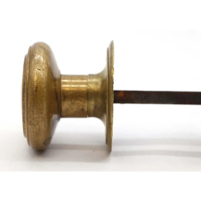 Mid 20th Century Vintage Round Cast Brass Concentric Passage Door Knob Set With Rosettes For Sale - Image 5 of 8