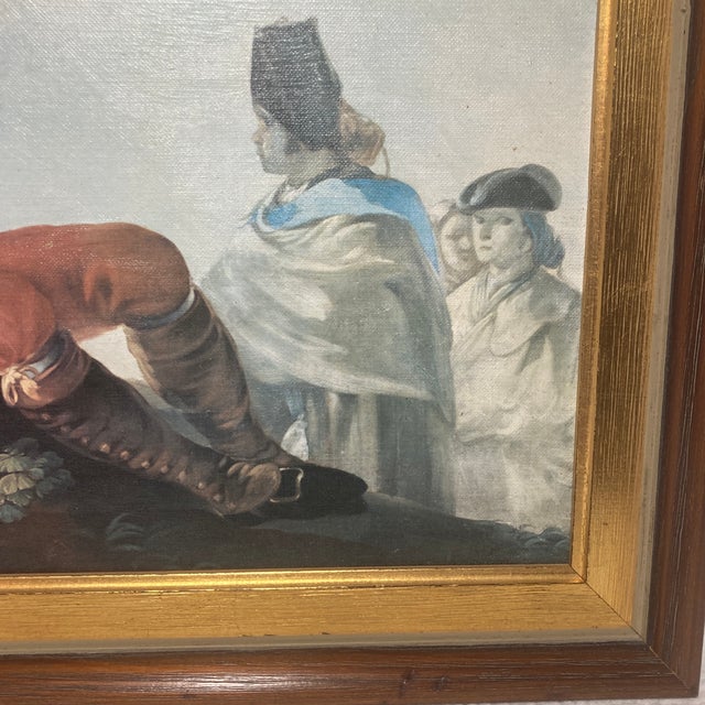 Mid-Century Modern Vintage Framed Canvas Print "The Drinker" After Francisco De Goya - Old World Style For Sale - Image 3 of 12