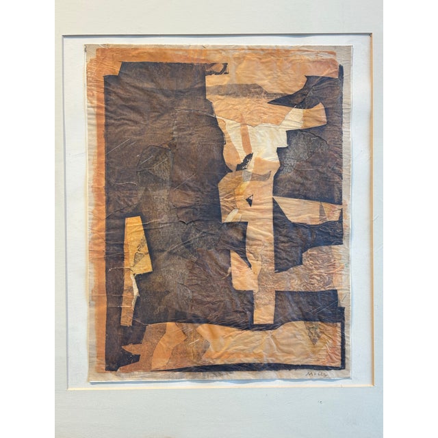 Vintage 60s Brown and Orange Abstract Screen Print For Sale - Image 4 of 5
