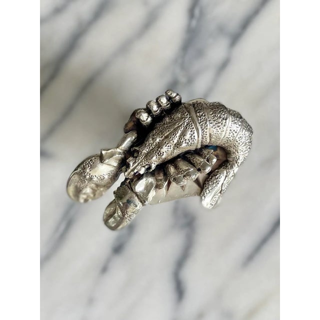 Figural sterling-finished lobster sculpture cork stopper, handcrafted and signed by artist Emyl Seré (Italian, 20th...