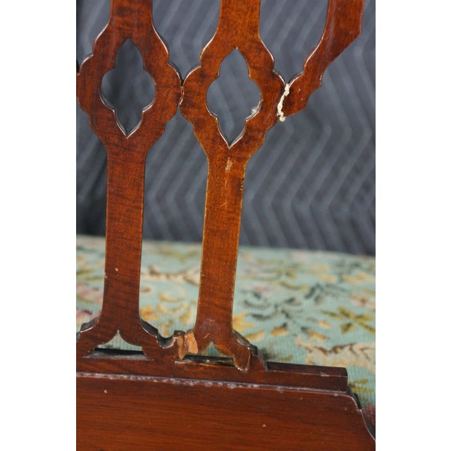Antique Victorian Gothic Chippendale Style Carved Mahogany Chair Animal Print For Sale - Image 17 of 18