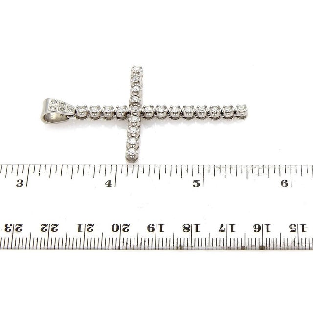 Mid 20th Century Large 14k White Gold Diamond Cross Pendant Charm For Sale - Image 4 of 4
