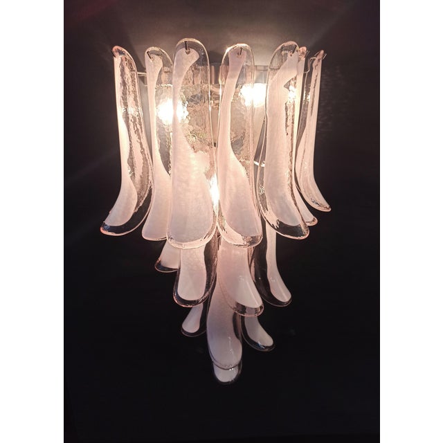 Pink Vintage Italian Murano Wall Lights with Pink and Lattimo Glass Petals, 1990, Set of 2 For Sale - Image 8 of 15