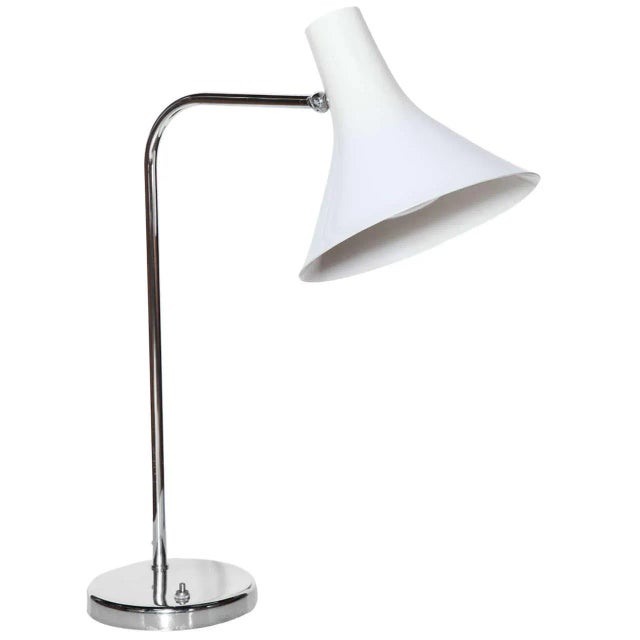 White Nessen Studios Adjustable Chrome Desk Lamp With White Shade, 1960's For Sale - Image 8 of 8