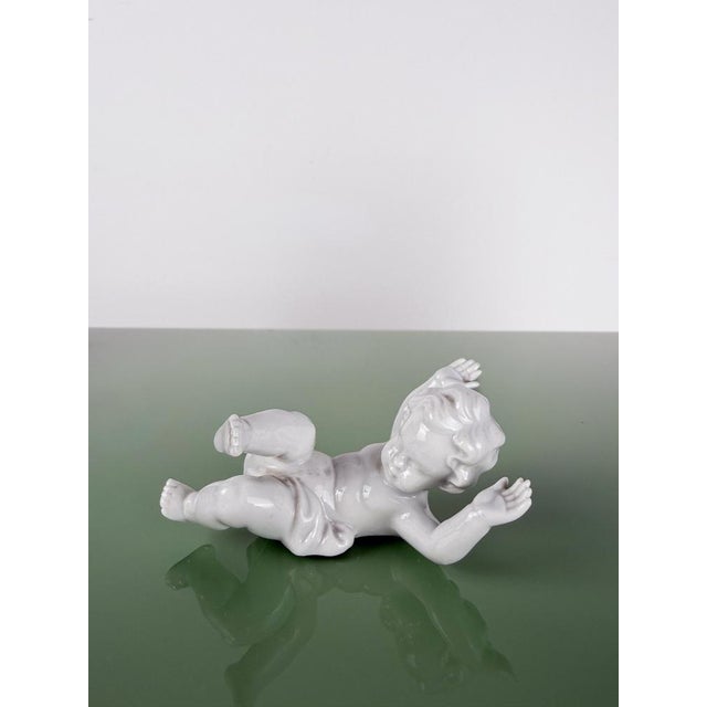 Mid-Century German White Porcelain Putti Cherub Ring Holder Figurines, 1950s, Set of 2 For Sale - Image 9 of 14