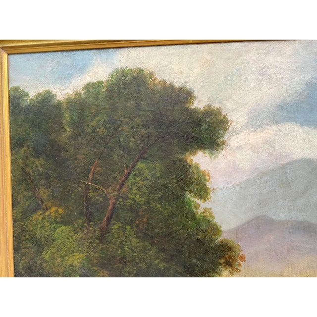 English 19 Century Scottish or English River Landscape Oil Painting For Sale - Image 3 of 12