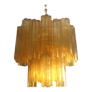 Contemporary Amber “Tronchi” Murano Glass Chandelier For Sale