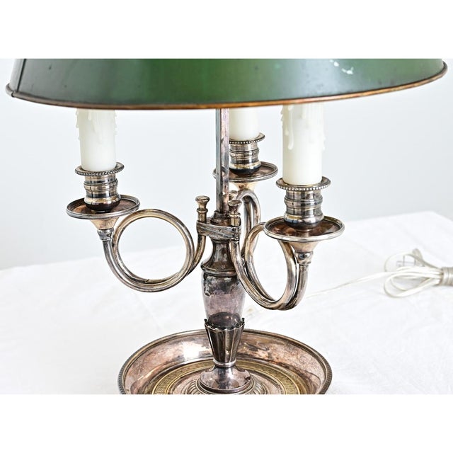 Metal 19th Century French Silverplate Bouillotte Table Lamp For Sale - Image 7 of 13