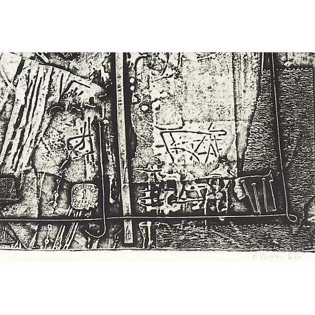 Abstract 'Textural Grisaille Abstract' by A. Brag, 1966 For Sale - Image 3 of 4