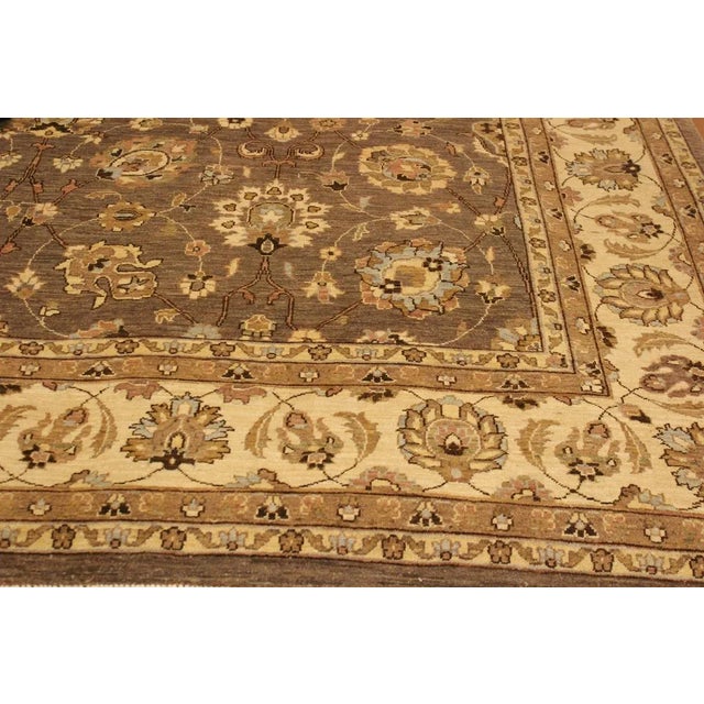 Abstract 1990s Boho Chic Lt. Brown/Ivory Hand-Knotted Rug - 9'0 X 11'8 For Sale - Image 3 of 8