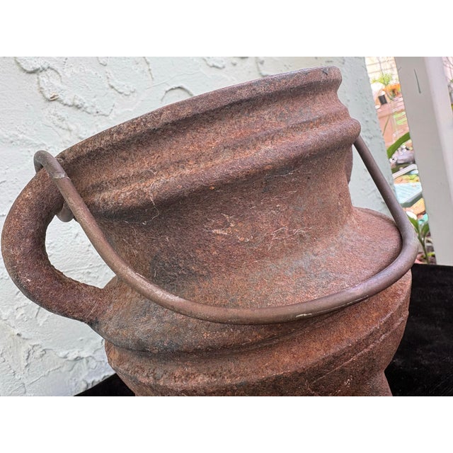 Antique Primitive Cast Iron Three-Leg Cauldron Pot With Swing Handle For Sale - Image 9 of 9