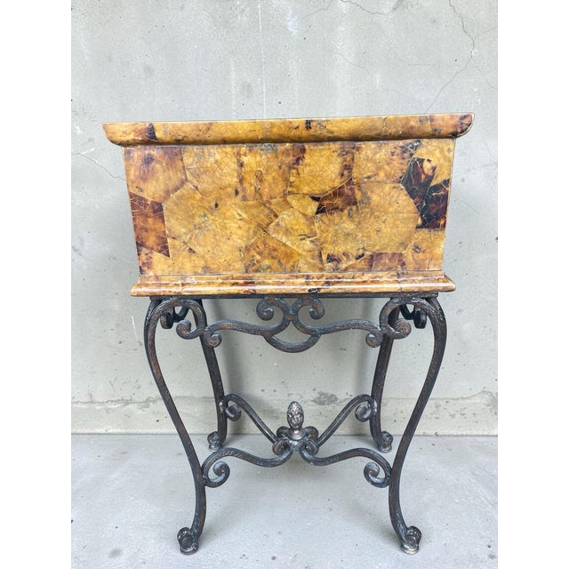 Vintage Tessellated Horn Side Table on Iron Base, Hollywood Regency For Sale In Naples, FL - Image 6 of 14