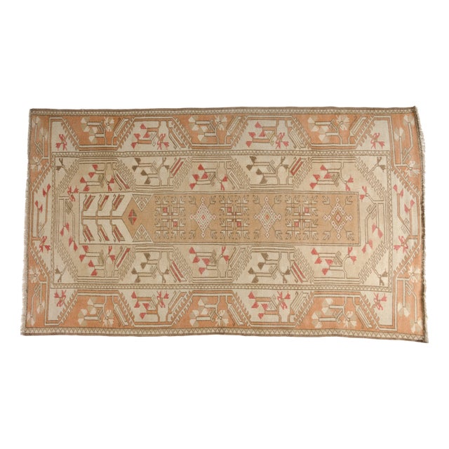 Anatolian Muted Faded Wool Aztec Rug For Sale