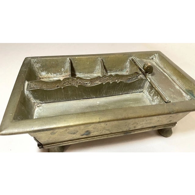 Rare Antique 18th Century Handmade Brass Smoking Stand Desk Caddy Humidor Box For Sale - Image 12 of 17