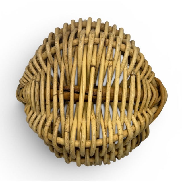 Vintage Small French 9” Handwoven Thick Wicker Gathering Basket For Sale - Image 9 of 12