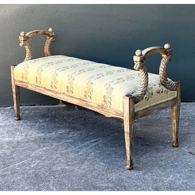 Cream Vintage Carved Tiger Bench For Sale - Image 8 of 12