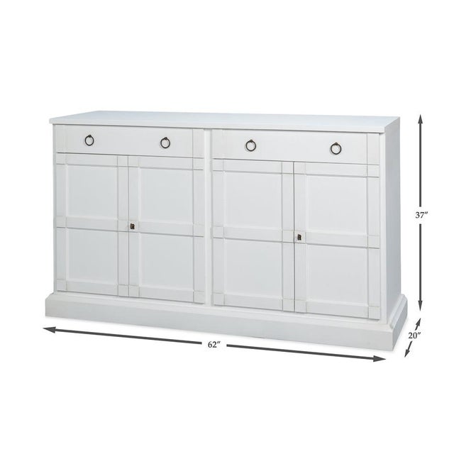 White Cottage White Media Buffet in Solid Pine with Ring Pulls For Sale - Image 8 of 8