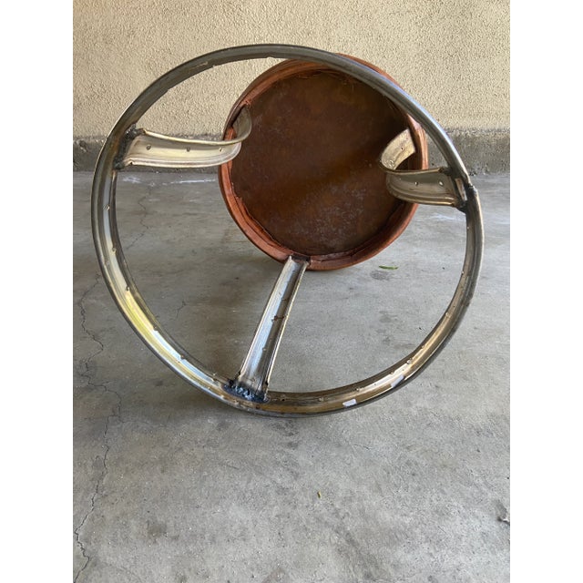 Industrial Leather and Steel Stool For Sale - Image 10 of 12