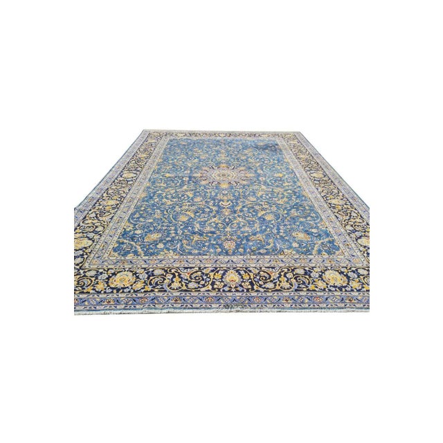 Authentic Hand Knotted Vintage Qashoun Wool Area Rug 12.8 X 9.10 Ft For Sale - Image 4 of 9