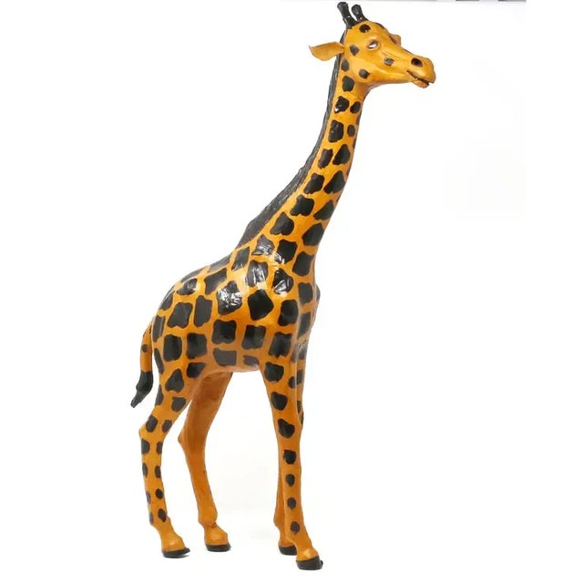 Figurative Vintage 22" Leather Giraffe Figure For Sale - Image 3 of 12
