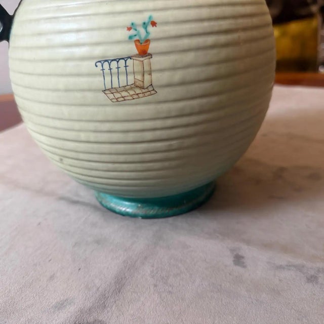 1930s Art Deco Hand Painted, Air Brushed Italian Futurist Ceramic Vase by Deruta For Sale - Image 11 of 15