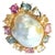 Bochic “Orient” Multi Color Fancy Sapphires & Pearl Ring Set 18K Gold & Silver, Size 9.5 For Sale