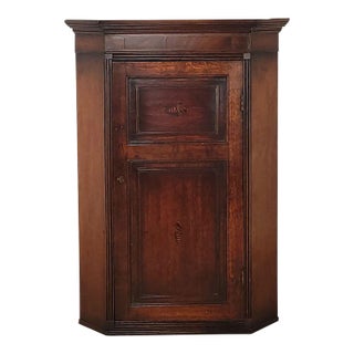 English Oak Hanging Corner Cupboard, Circa 1800 For Sale