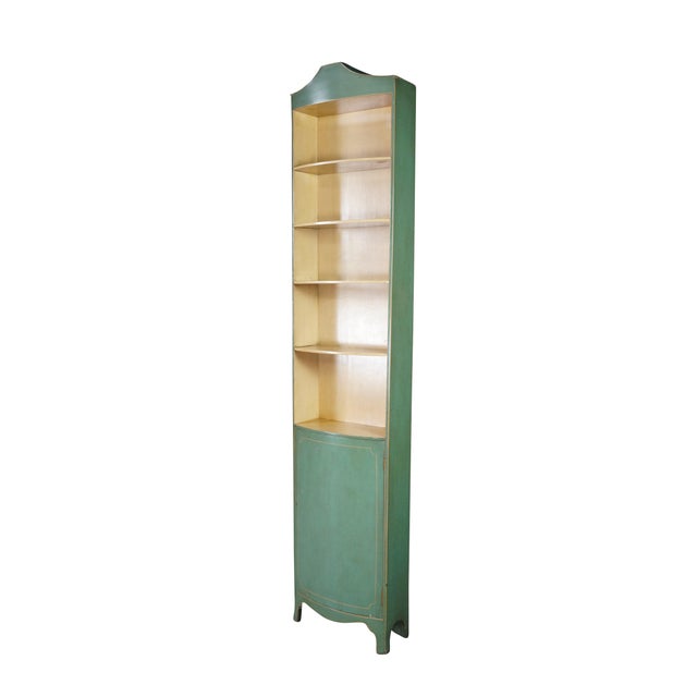 Farmhouse Vintage Petite Green Bowfront Country Farmhouse Bookcase Display Cabinet Chic For Sale - Image 3 of 18