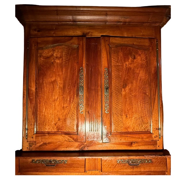 Late 18th Century **Antique French Louis XV Period Tall Double Walnut Buffet** For Sale - Image 5 of 11