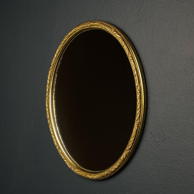 Vintage Mirror in Brass Frame, Italy, 1950s For Sale - Image 6 of 14
