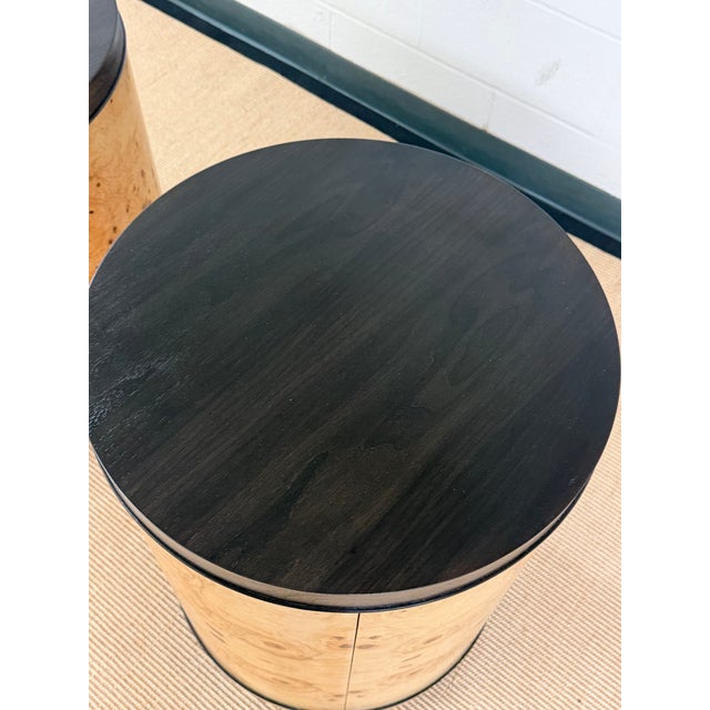 Wood Ultra Rare Scene Two Drum Tables From Henredon For Sale - Image 7 of 9