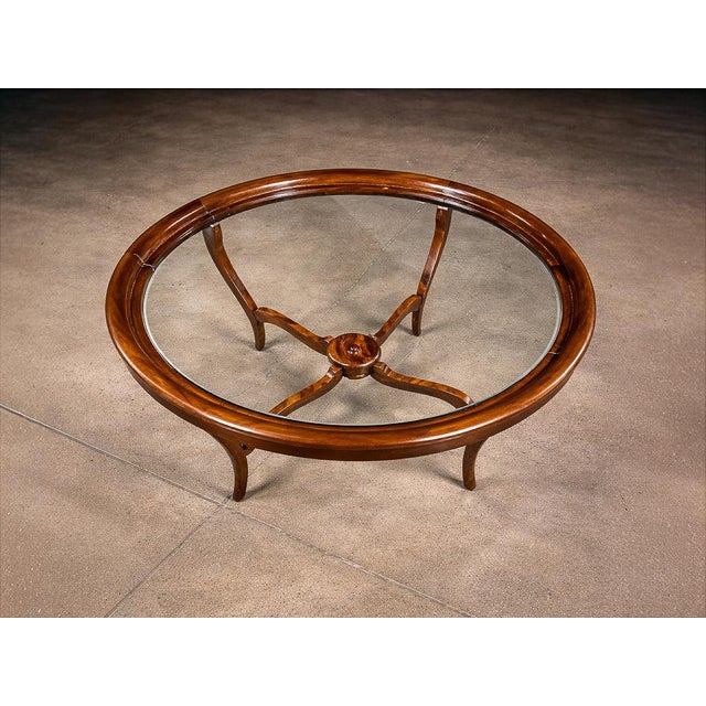 Circular Coffee Table in Caviúna Wood & Glass by Giuseppe Scapinelli, Brazil, 1950s For Sale - Image 9 of 10