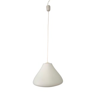 Mid-Century Modern Pendant Light in Opaline Glass and Plastic, Czechoslovakia, 1970s For Sale