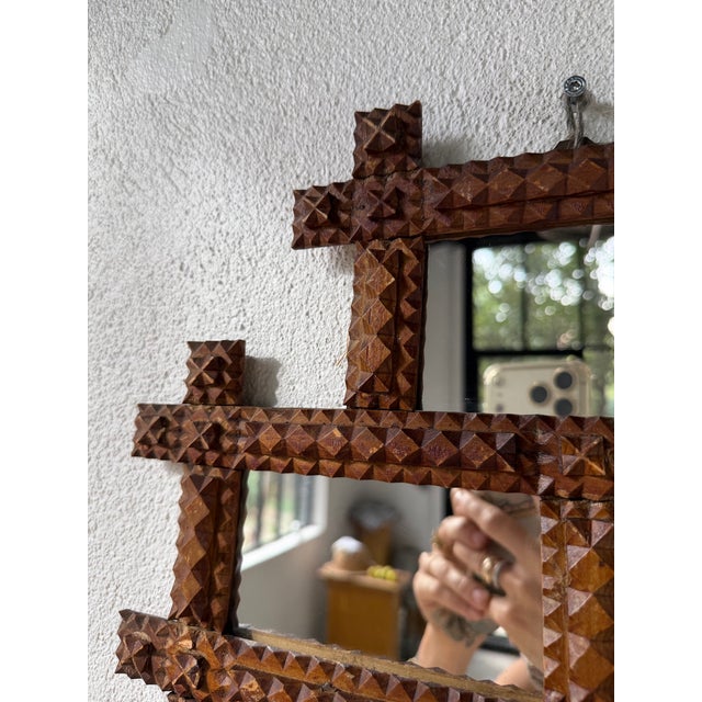 Tramp Art Mirror Frames, 1890s, Set of 2 For Sale - Image 14 of 18