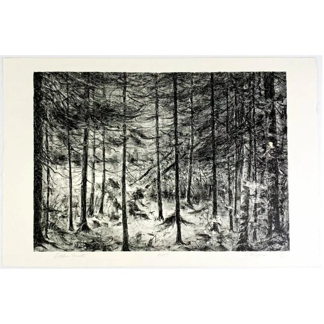 1980s black and white lithograph "Esther Forest," signed E. Boyle. Noted as bon a tirer or final proof.