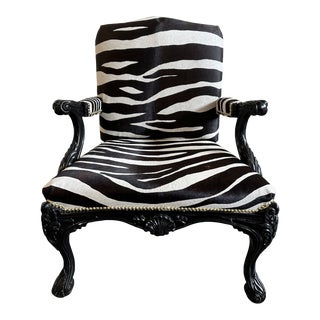 Ralph Lauren Home Clivedon Carved Chair - Hair-On-Hide For Sale