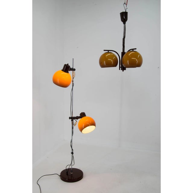 Hungarian Floor Lamp and Chandelier, 1960s, Set of 2 For Sale - Image 3 of 10