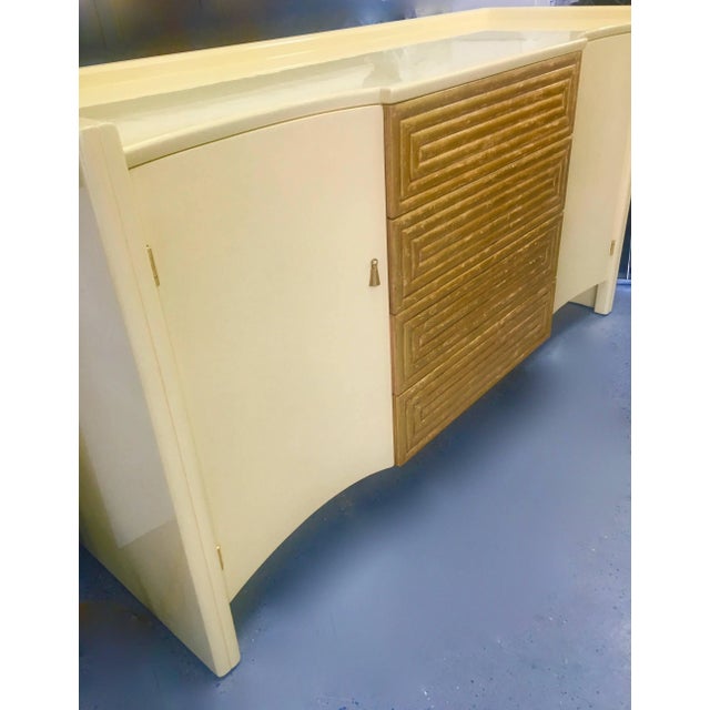 Stunning and completely restored buffet designed by Johann Tapp for Gumps, circa 1940. Given a new life with a lovely high...