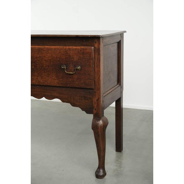 Brown Antique English Oak Dresser with Brass Handles, 1700s For Sale - Image 8 of 11