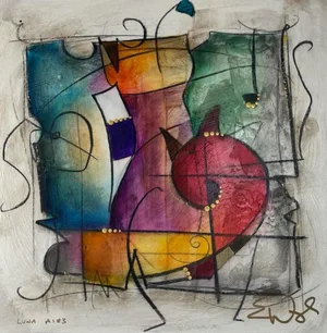 "Luna Ai #3", Abstract, Original Mixed Media on Paper, Artist Eric Waugh