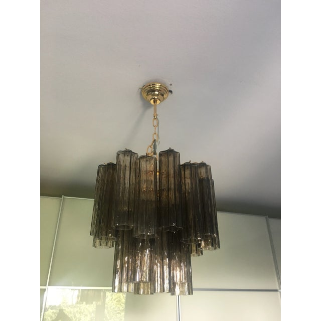 Metal Murano Style Glass Chandelier in Fume'Color For Sale - Image 7 of 13