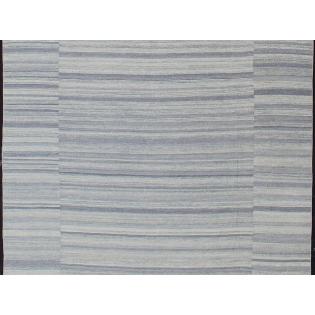 Large Flat Weave Kilim in Variegated Striped With Modern Design For Sale - Image 4 of 13